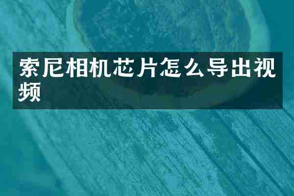 索尼相机芯片怎么导出视频