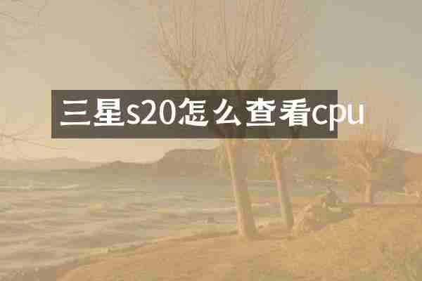 三星s20怎么查看cpu