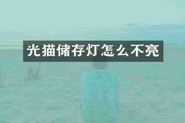 光猫储存灯怎么不亮