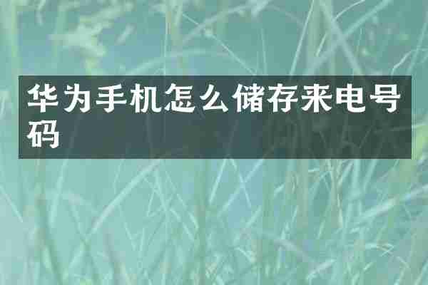 华为手机怎么储存来电号码