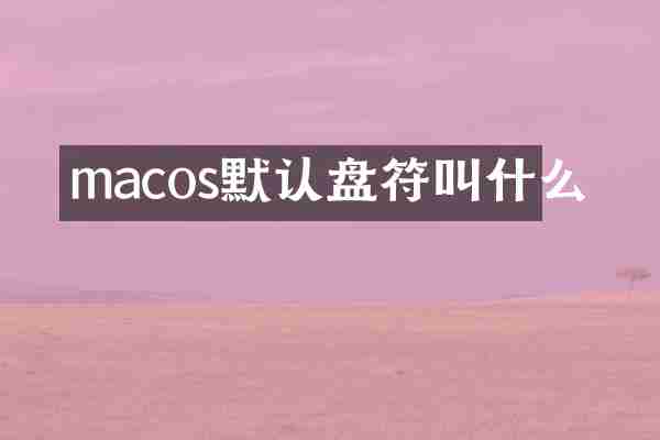 macos默认盘符叫什么