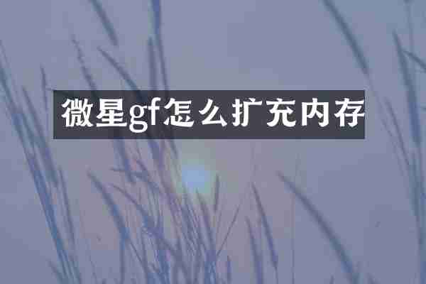 微星gf怎么扩充内存