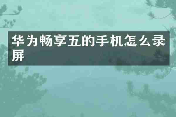 华为畅享五的手机怎么录屏