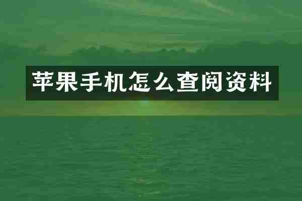 苹果手机怎么查阅资料