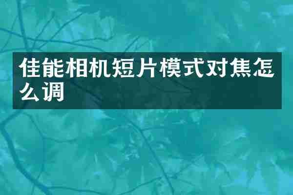 佳能相机短片模式对焦怎么调