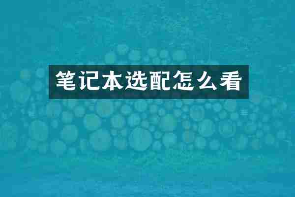笔记本选配怎么看