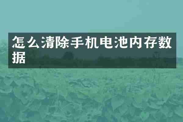 怎么清除手机电池内存数据