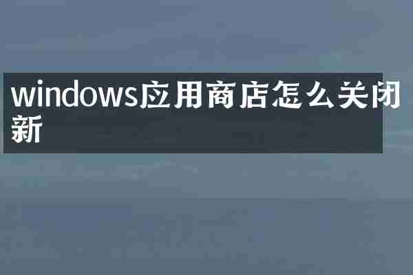 windows应用商店怎么关闭更新