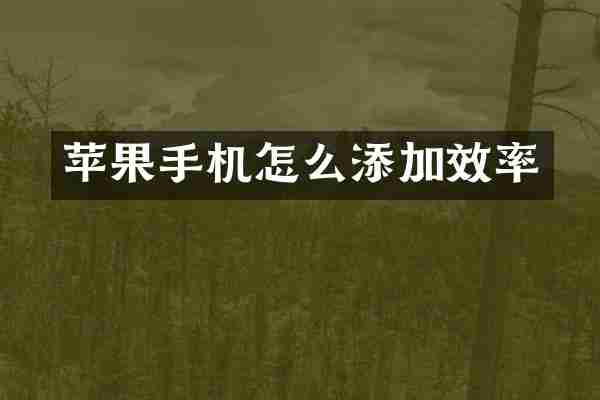 苹果手机怎么添加效率