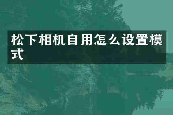 松下相机自用怎么设置模式
