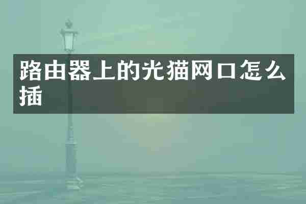 路由器上的光猫网口怎么插
