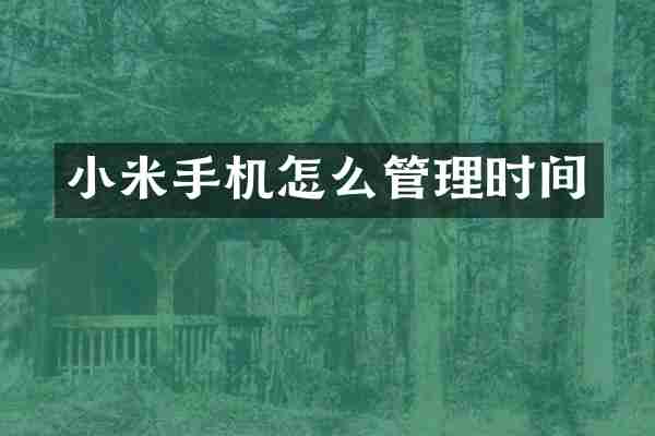 小米手机怎么管理时间