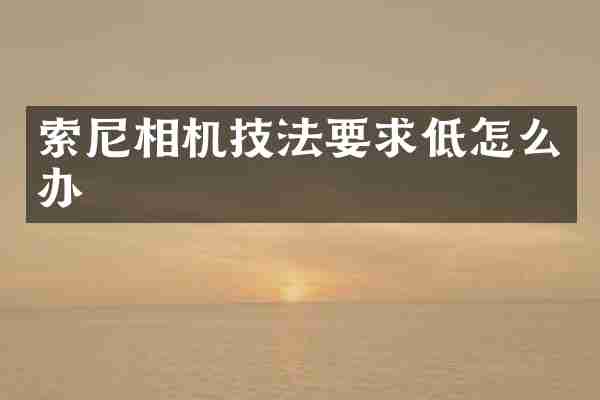 索尼相机技法要求低怎么办