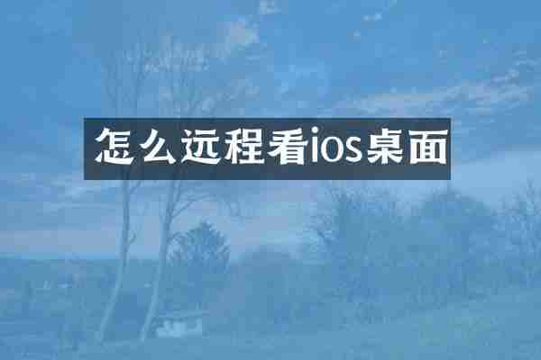 怎么远程看ios桌面