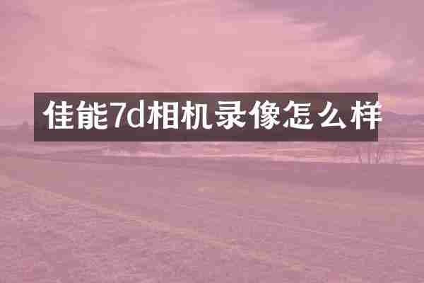 佳能7d相机录像怎么样