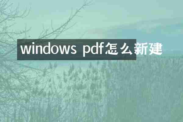 windows pdf怎么新建