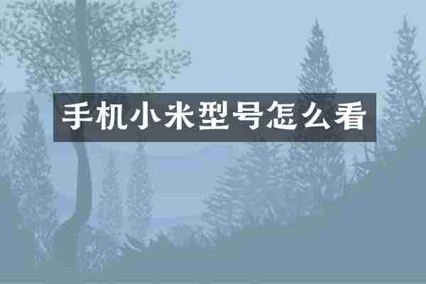 手机小米型号怎么看