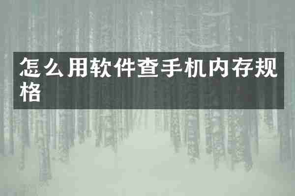 怎么用软件查手机内存规格