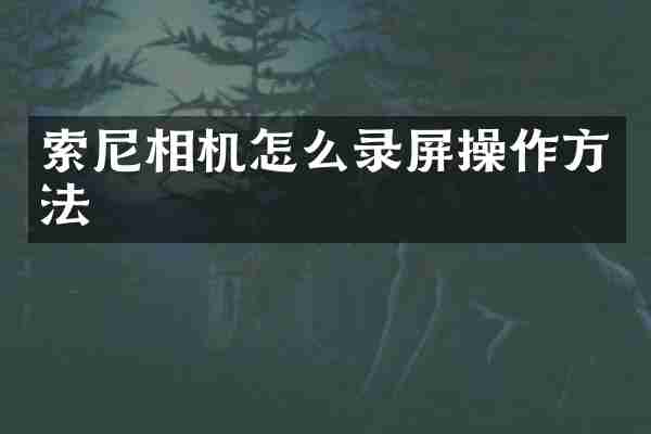 相机怎么录屏操作方法