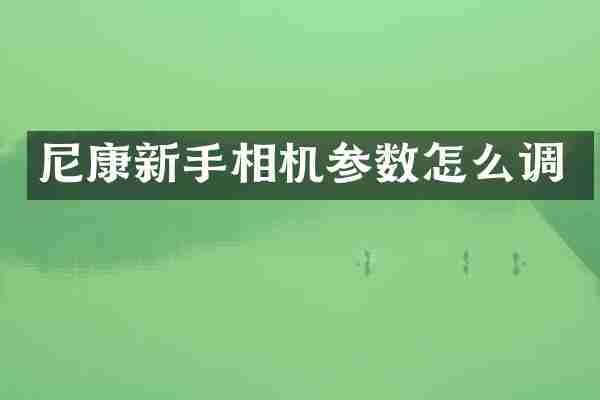 尼康新手相机参数怎么调