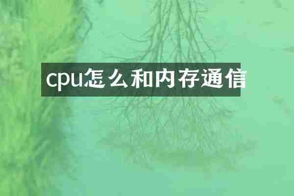 cpu怎么和内存通信