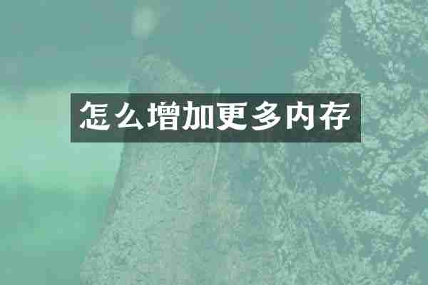 怎么增加更多内存