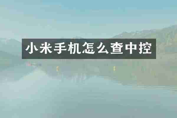 小米手机怎么查中控