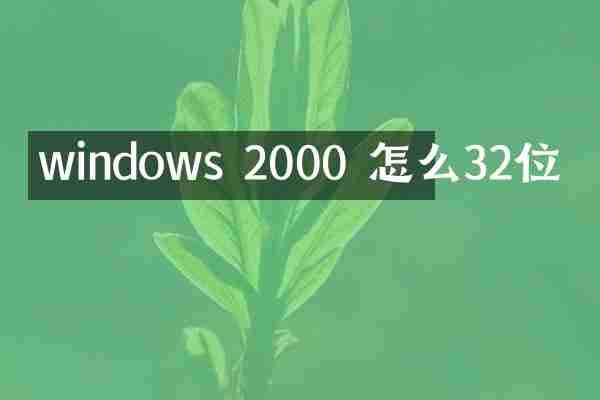 windows 2000 怎么32位