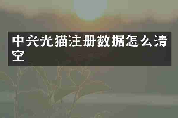 中兴光猫注册数据怎么清空