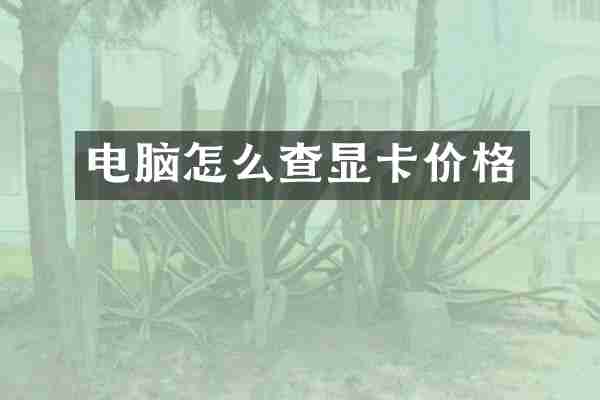 电脑怎么查显卡价格