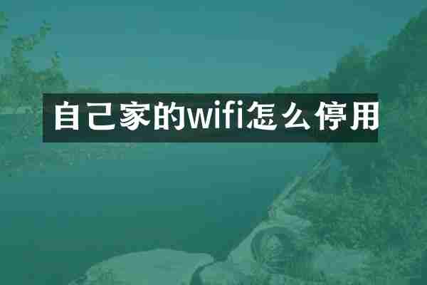 自己家的wifi怎么停用