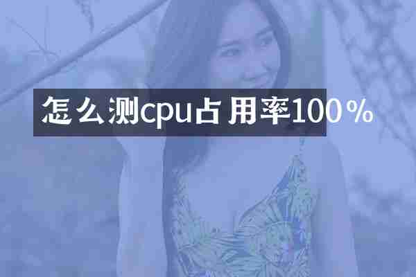 怎么测cpu占用率100%