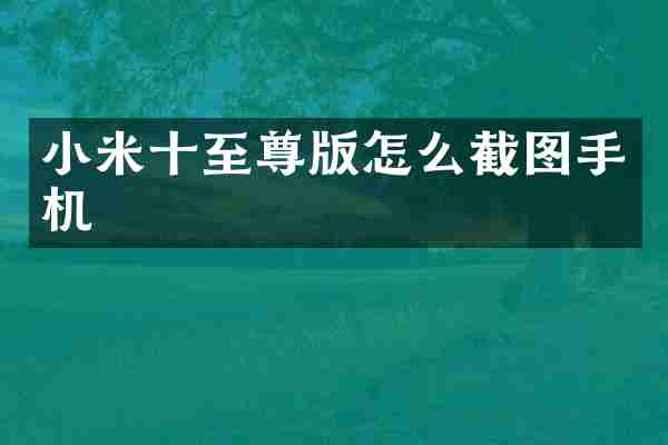 小米十至尊版怎么截图手机