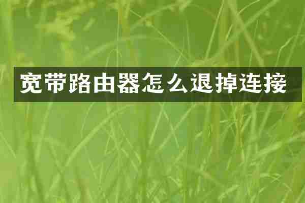 宽带路由器怎么退掉连接