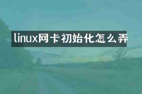 linux网卡初始化怎么弄