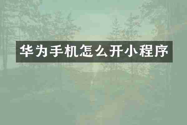 华为手机怎么开小程序