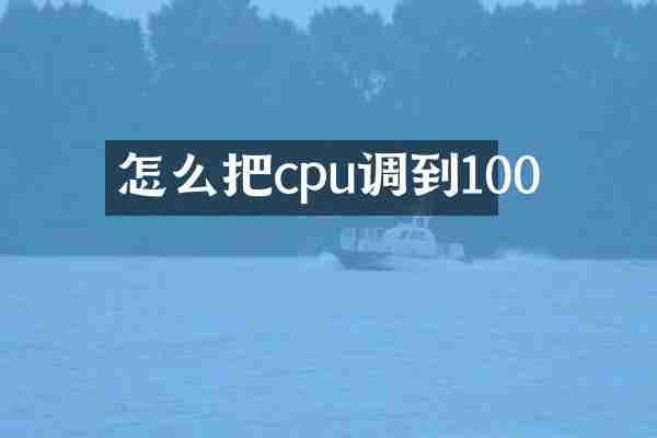怎么把cpu调到100