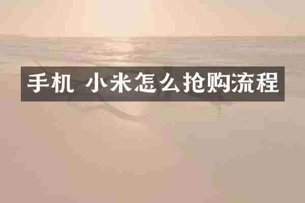 手机 小米怎么抢购流程