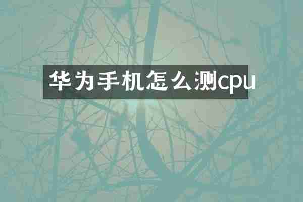 华为手机怎么测cpu