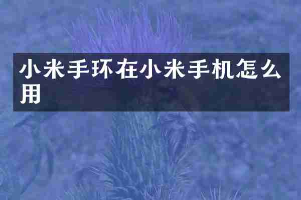 小米手环在小米手机怎么用