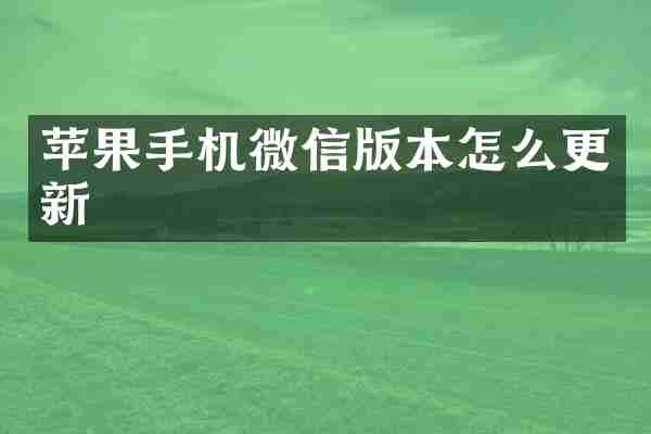 苹果手机微信版本怎么更新