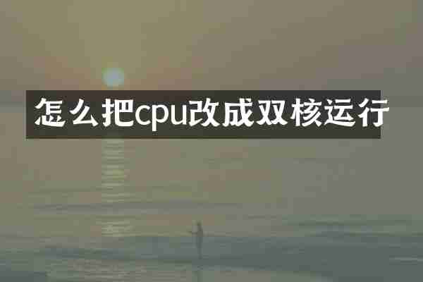 怎么把cpu改成双核运行