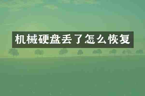 机械硬盘丢了怎么恢复