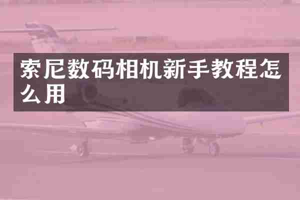 索尼数码相机新手教程怎么用