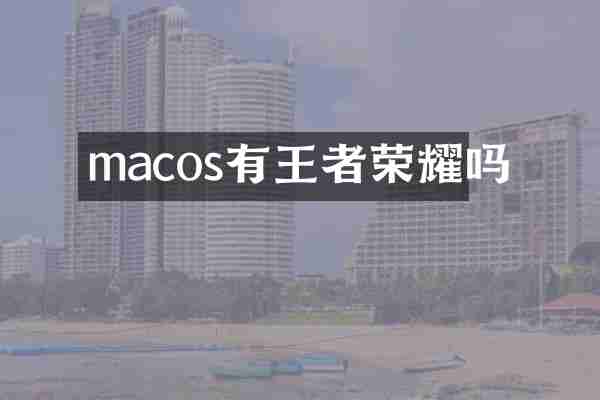 macos有王者荣耀吗