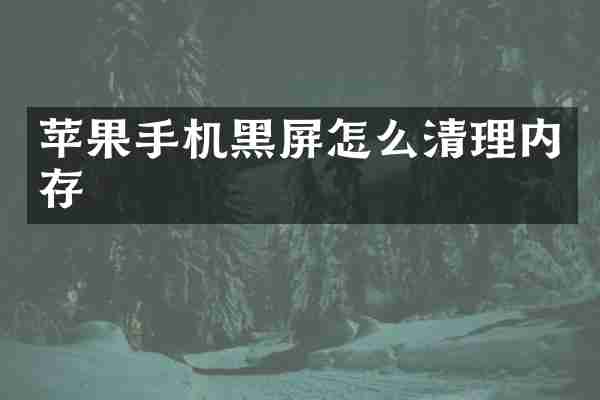 苹果手机黑屏怎么清理内存