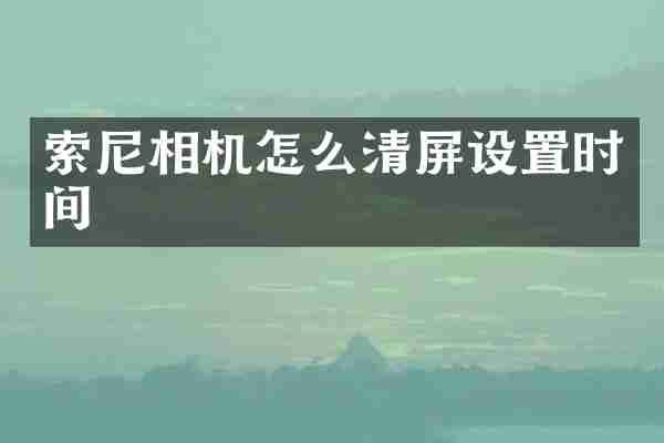 索尼相机怎么清屏设置时间