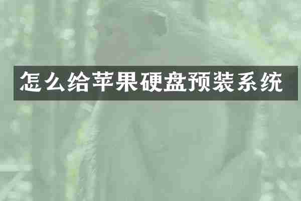 怎么给苹果硬盘预装系统