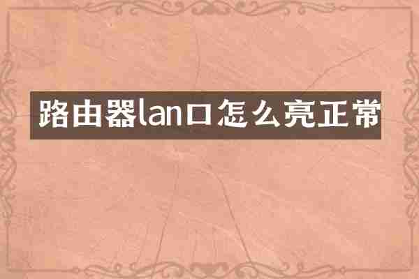 路由器lan口怎么亮正常