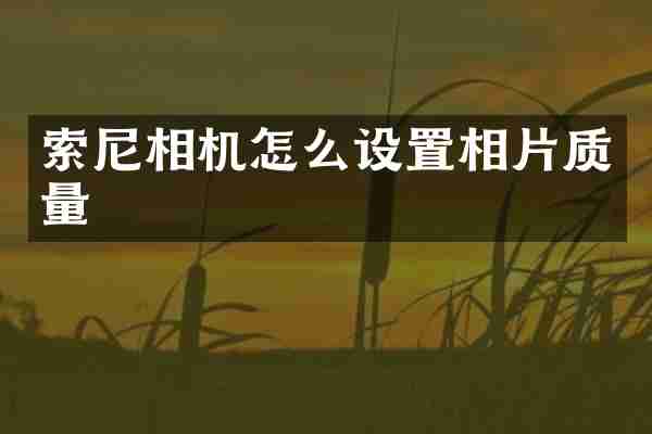 索尼相机怎么设置相片质量